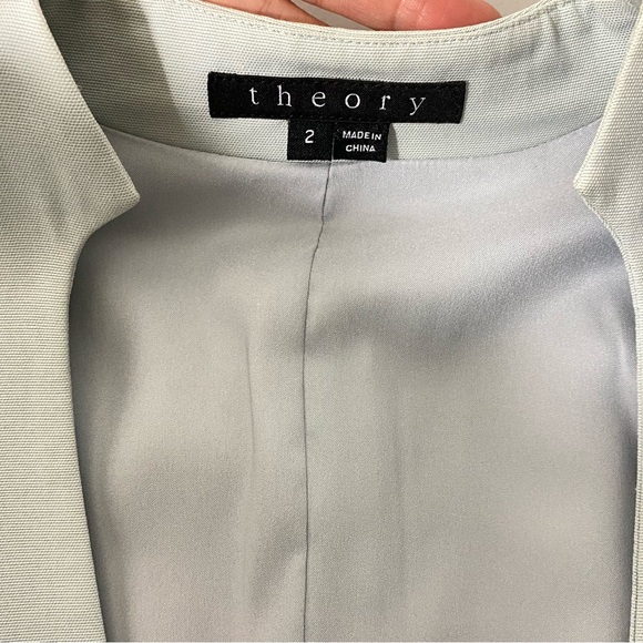 THEORY Viviette Open Front Cropped Blazer Jacket light blue women’s Size 2 - Picture 6 of 8